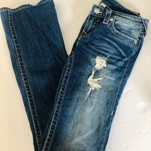 True Religion Distressed Swarovski Boot Cut Jeans
